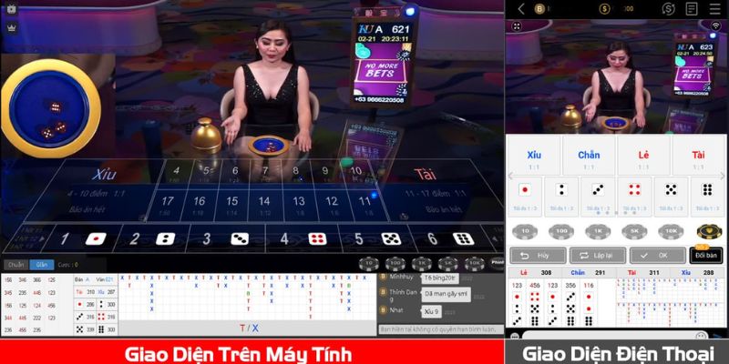 Giao diện chơi game tài xỉu tại nhà cái Kubet